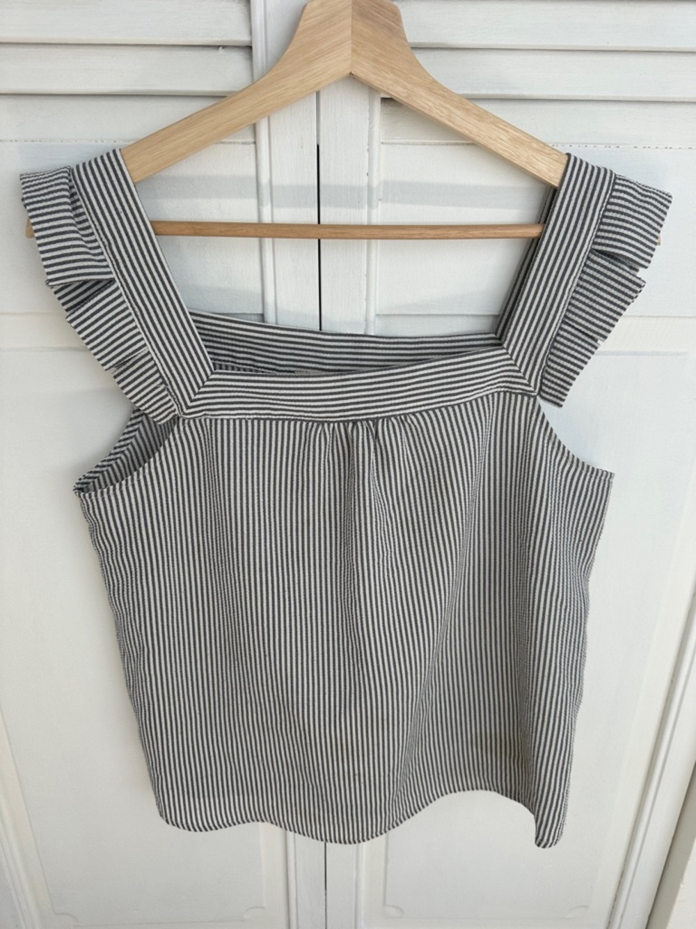 Monteau Striped Square-Neck Tank Top - Black & White